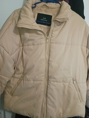 Cozy Cream Puffer Jacket with Stand Collar